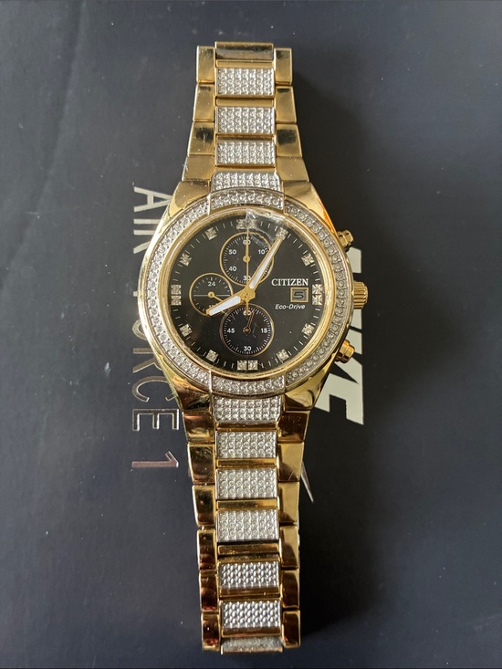 Citizen Other - Citizen Gold-Tone Men’s Chronograph Watch with Black Dial and Crystal Accents